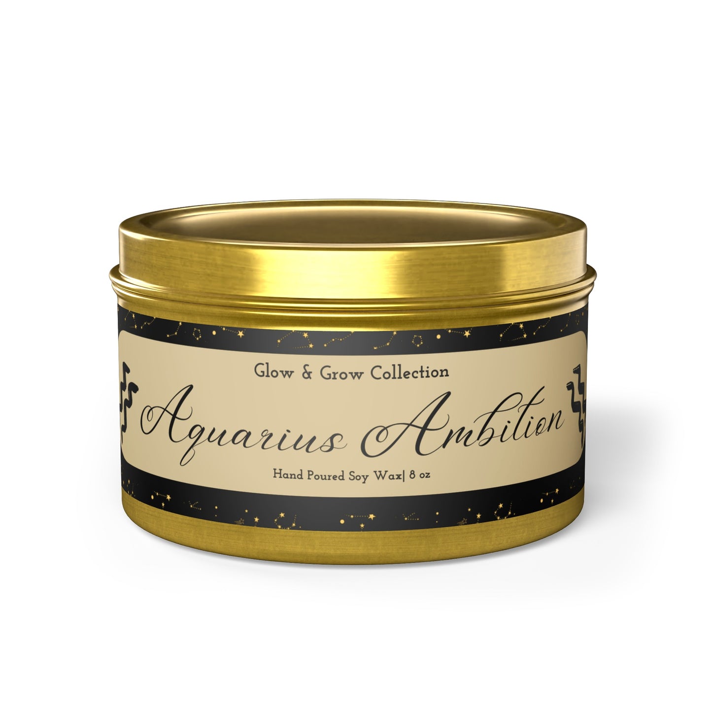 "Aquarius Ambition" Tin Candle