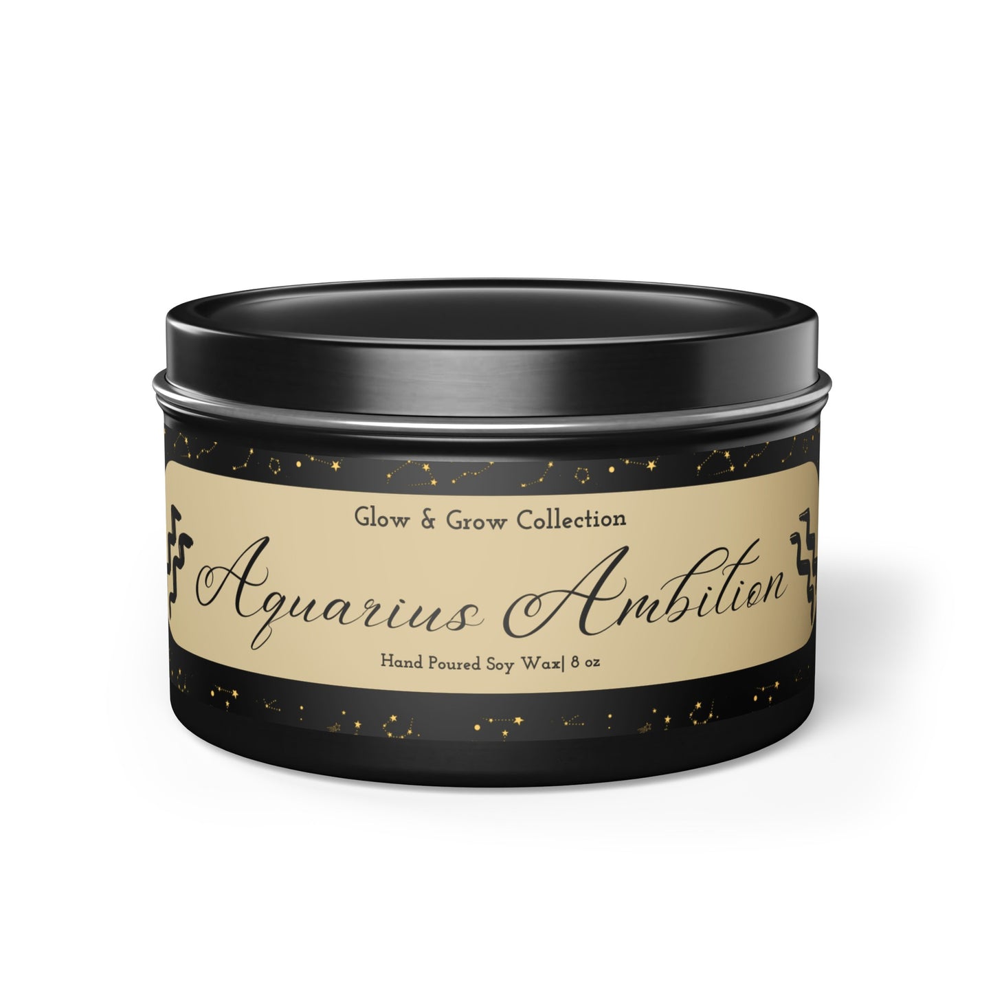"Aquarius Ambition" Tin Candle