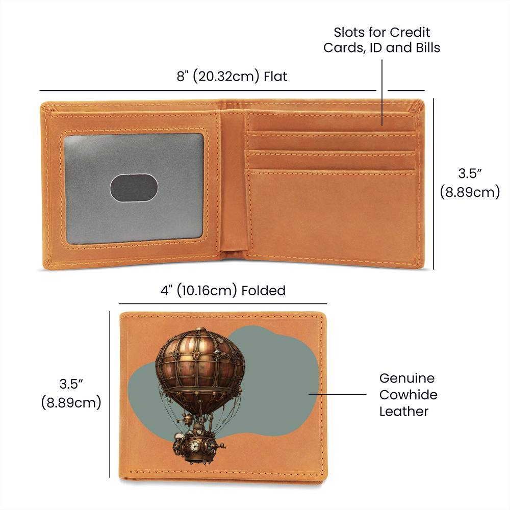 "Steampunk Balloon" Leather Wallet