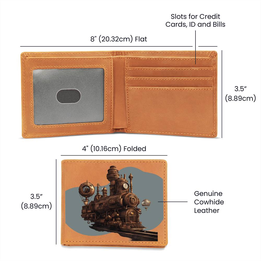 "Steampunk Train" Leather Wallet