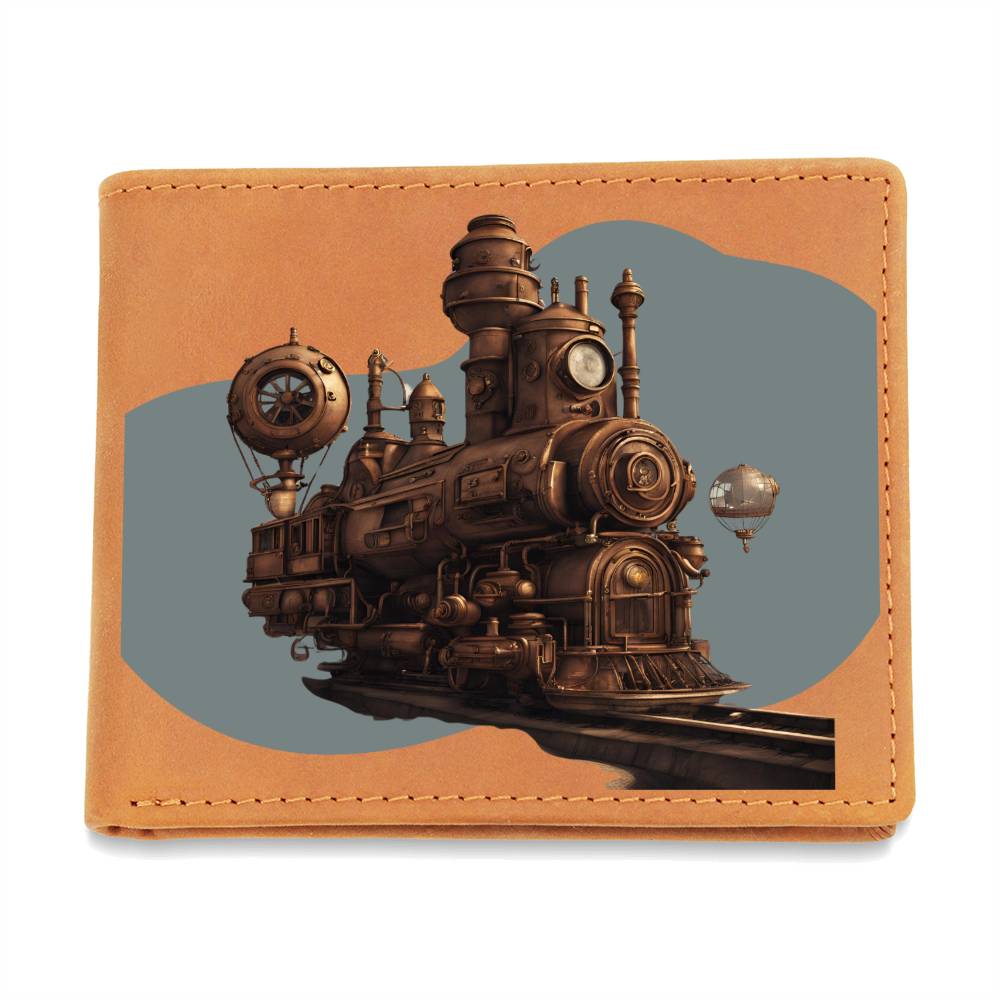 "Steampunk Train" Leather Wallet