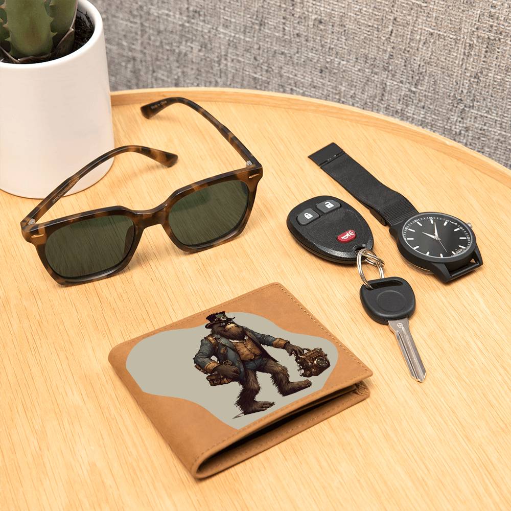 "Steampunk Sasquatch" Leather Wallet