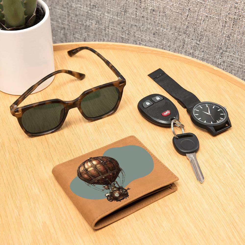 "Steampunk Balloon" Leather Wallet