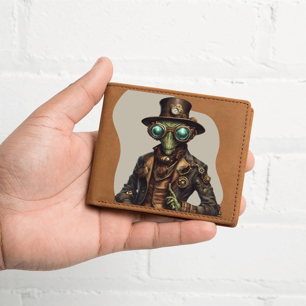 "Steampunk Alien" Leather Wallet