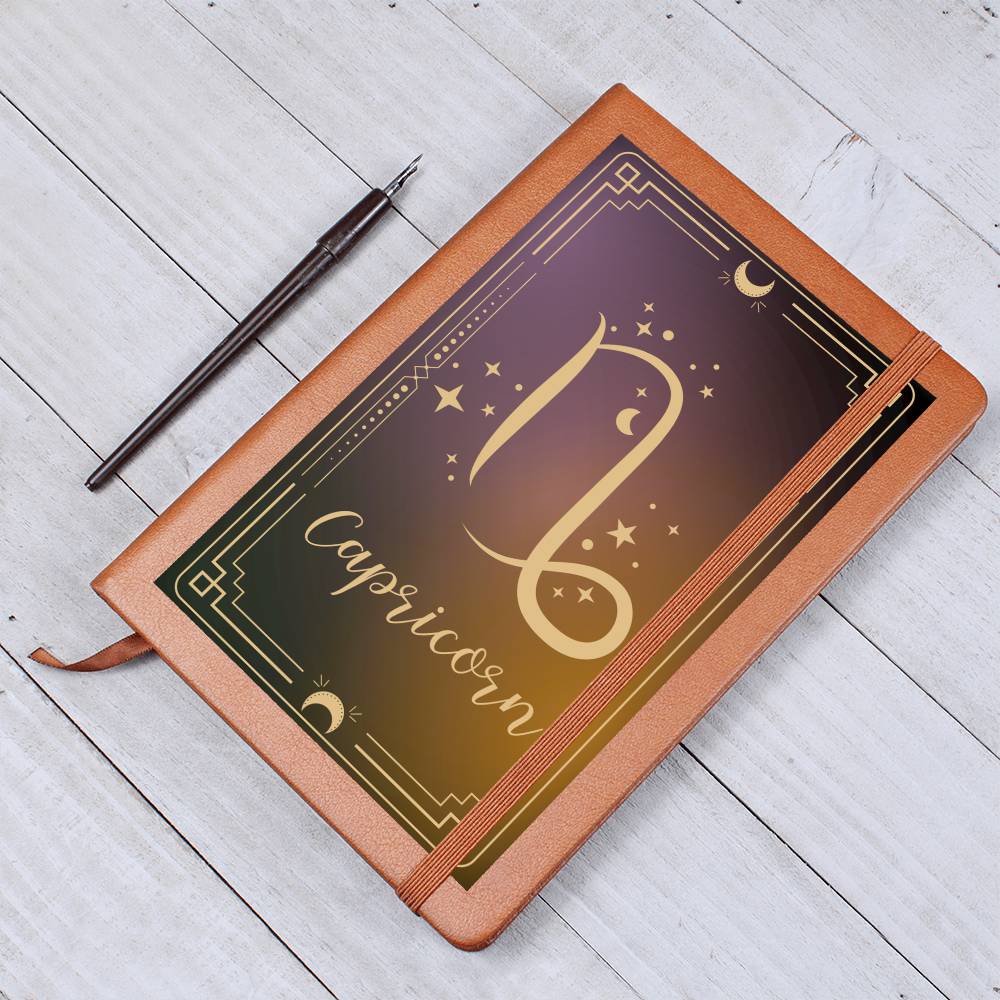 "Written In The Stars" Capricorn Leather Journal