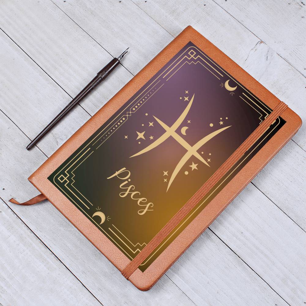 "Written In The Stars" Pisces Leather Journal