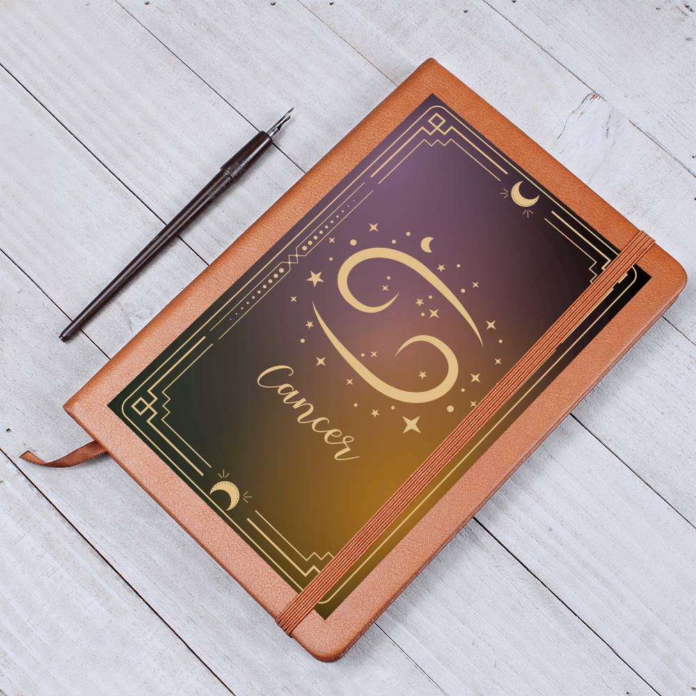 "Written In The Stars" Cancer Leather Journal