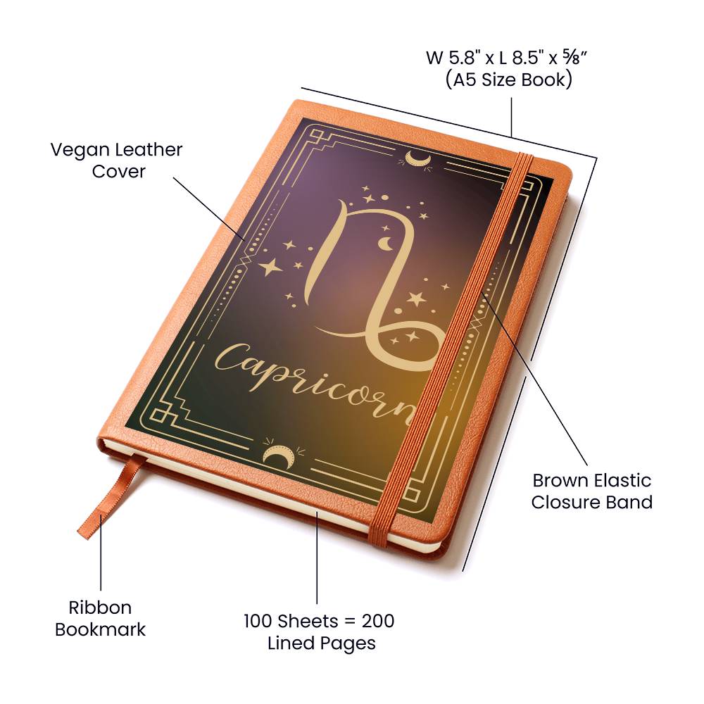 "Written In The Stars" Capricorn Leather Journal