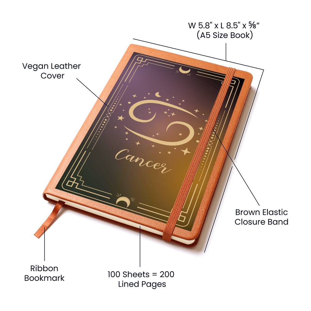"Written In The Stars" Cancer Leather Journal