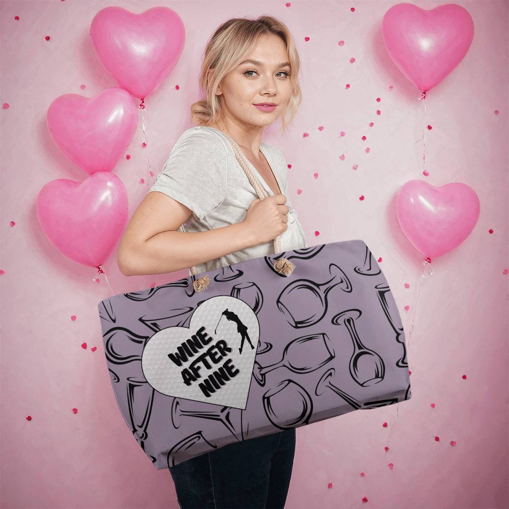 "Wine After 9" Weekender Tote