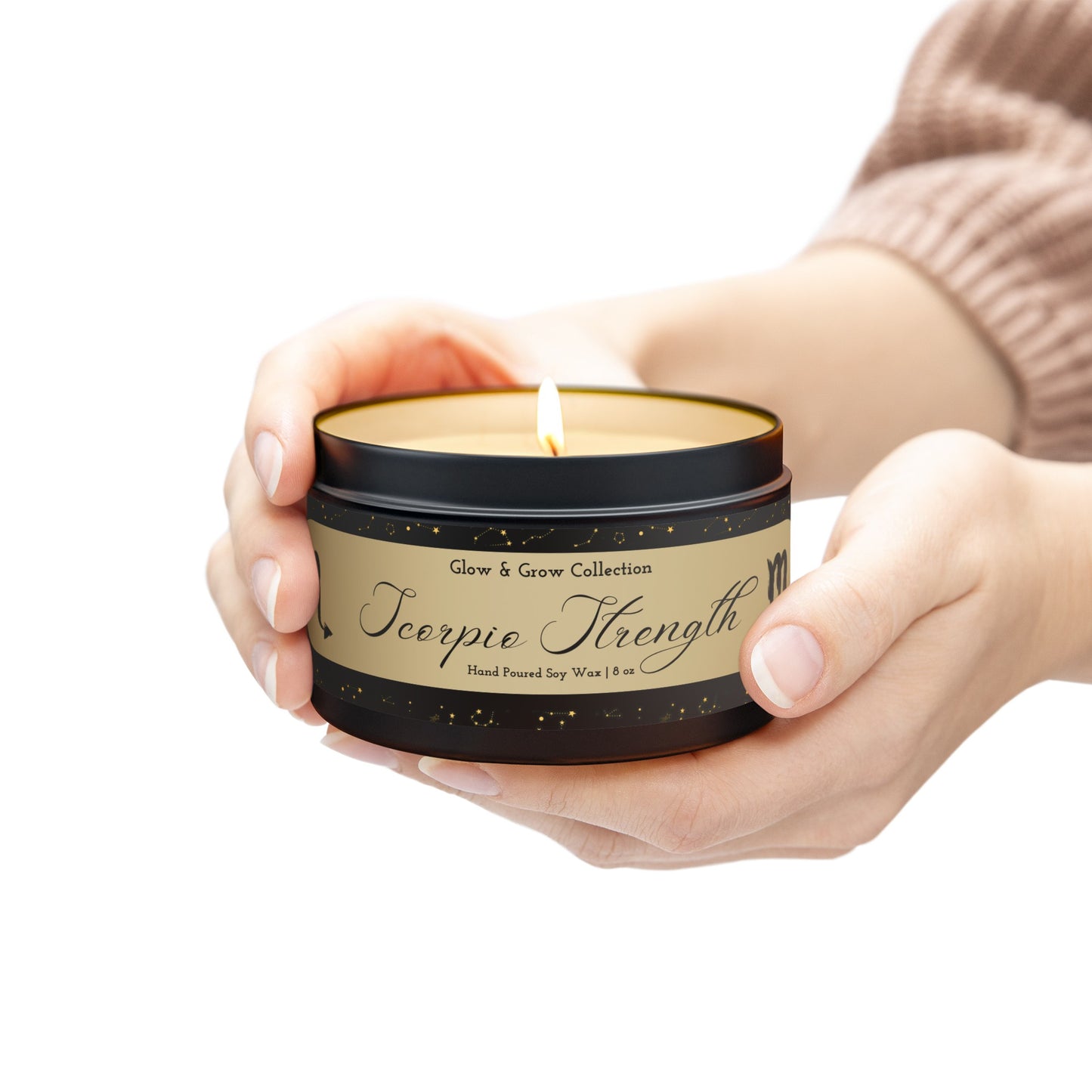 "Scorpio Strength" Tin Candle