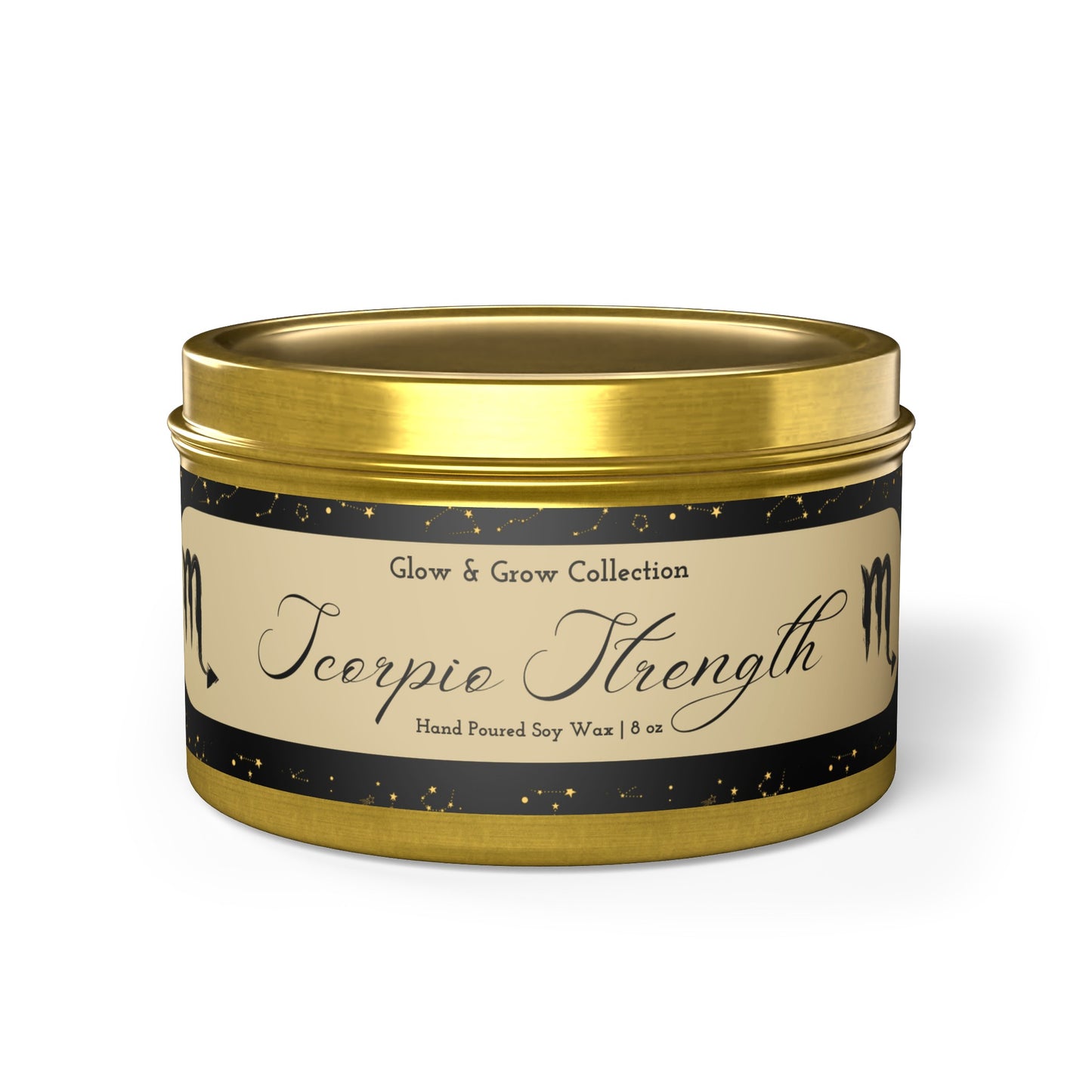 "Scorpio Strength" Tin Candle