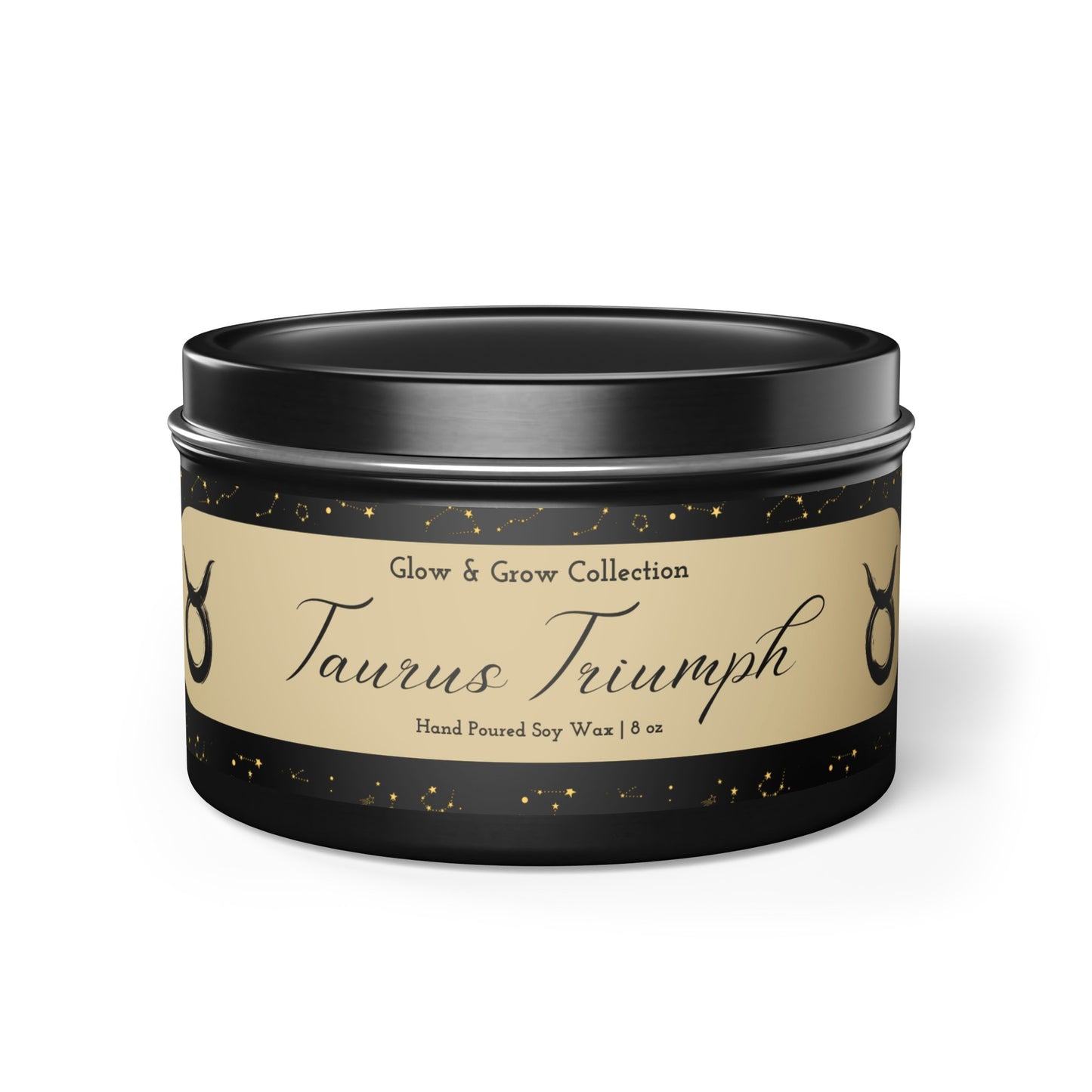 "Taurus Triumph" Tin Candle