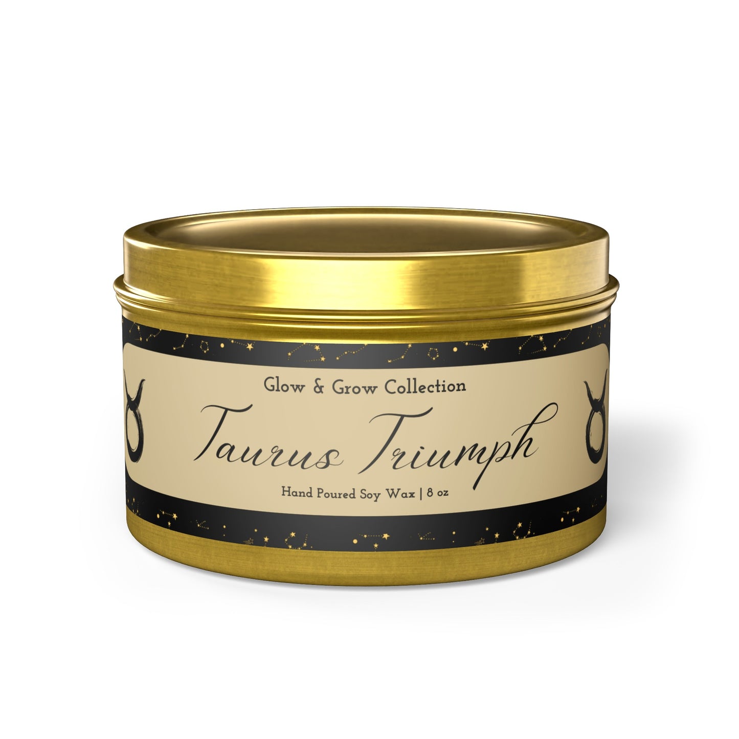 "Taurus Triumph" Tin Candle