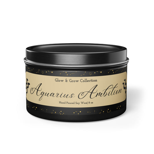 "Aquarius Ambition" Tin Candle