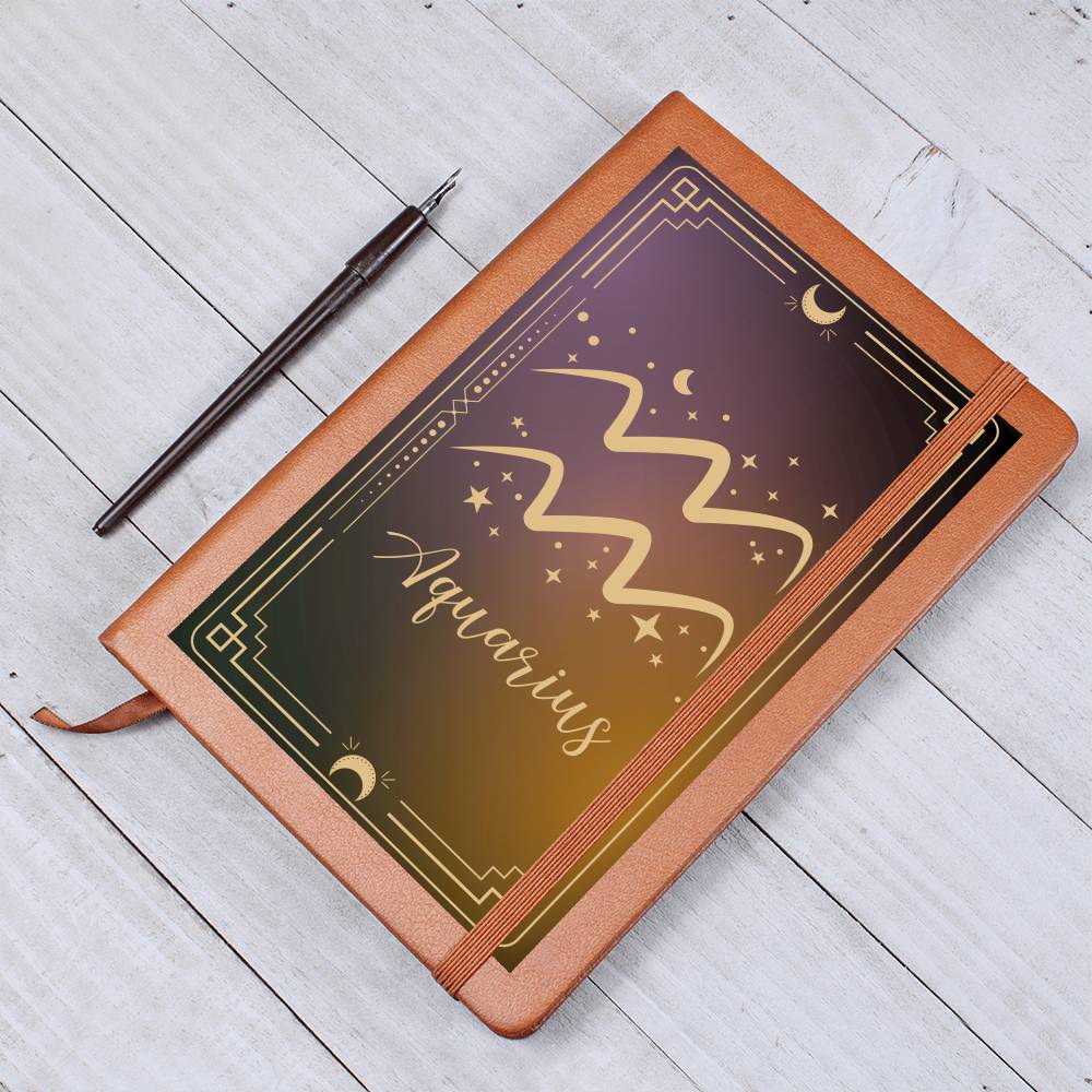 "Written In The Stars" Aquarius Leather Journal