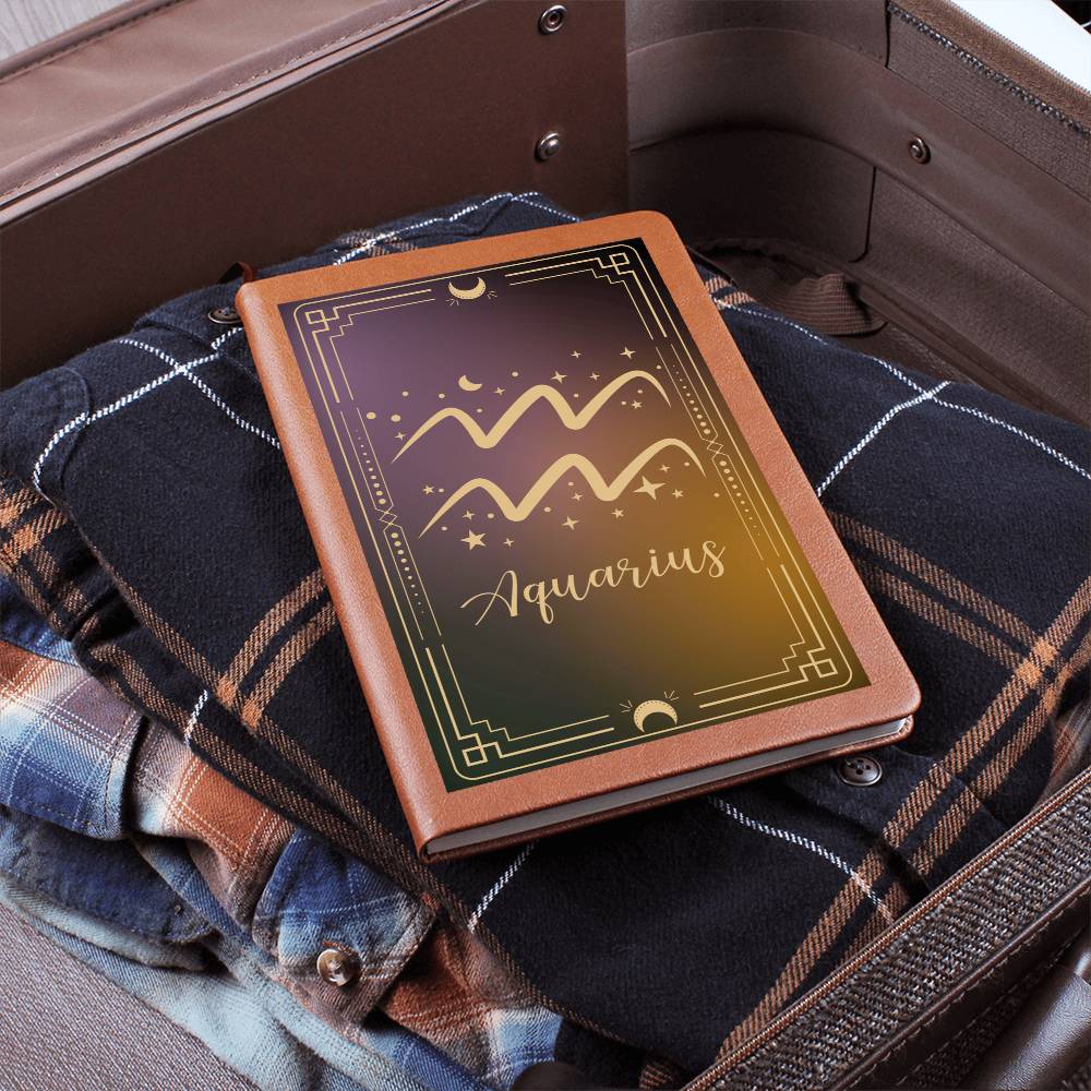 "Written In The Stars" Aquarius Leather Journal