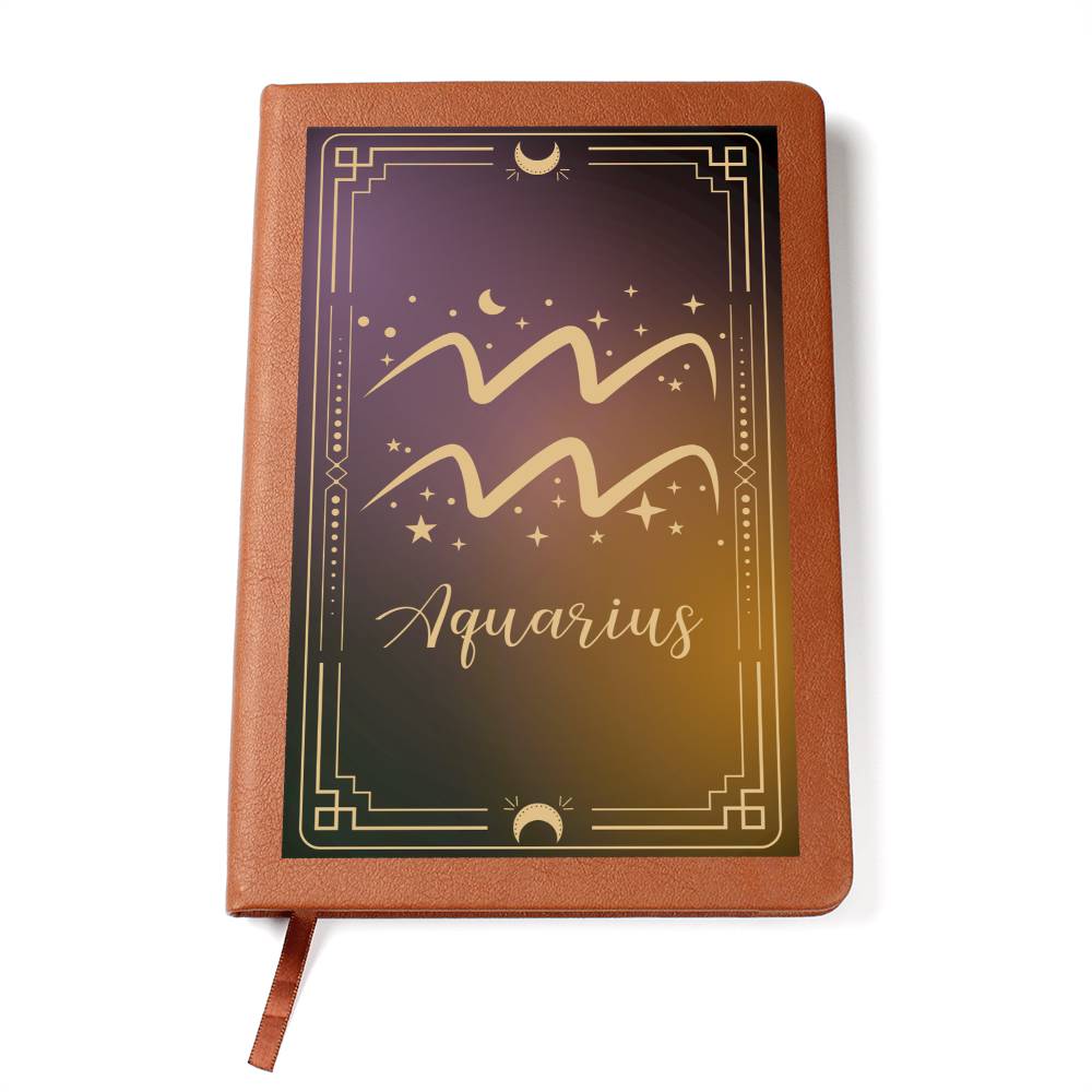 "Written In The Stars" Aquarius Leather Journal