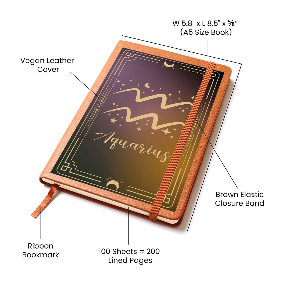 "Written In The Stars" Aquarius Leather Journal